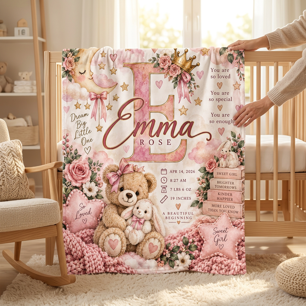 Personalized Princess Teddy 1st Birthday Velveteen Plush