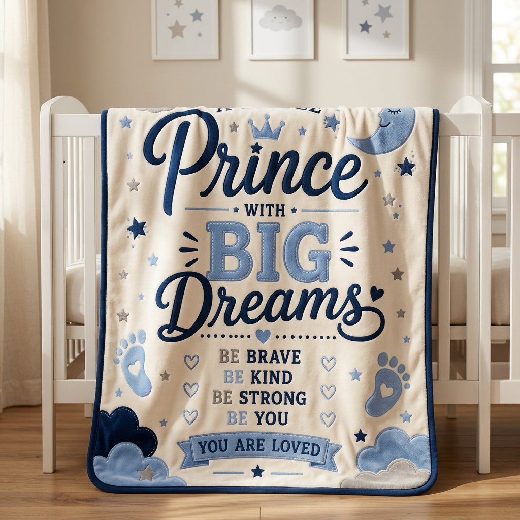 A Little Prince with Big Dreams Velveteen Plush Blanket
