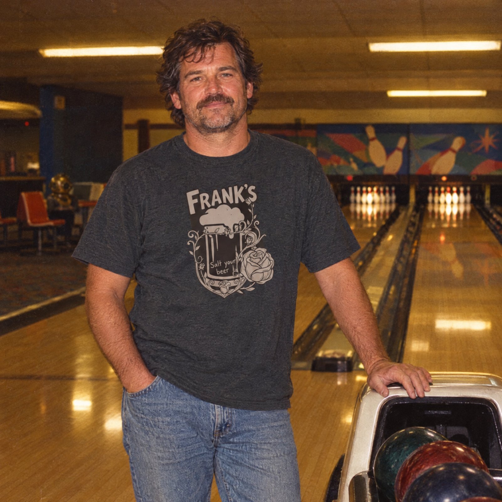 Frank's Beer Mug with Rose T-Shirt | Salt Your Beer — CVC Charcoal — Other view