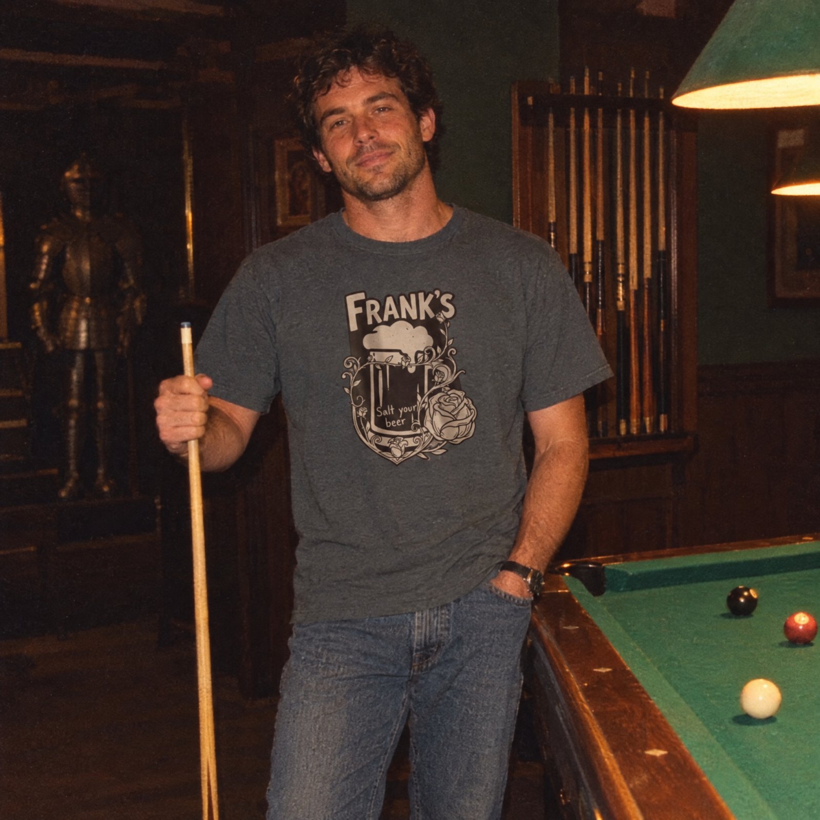 Frank's Beer Mug with Rose T-Shirt | Salt Your Beer — Heather Heavy Metal — Other view