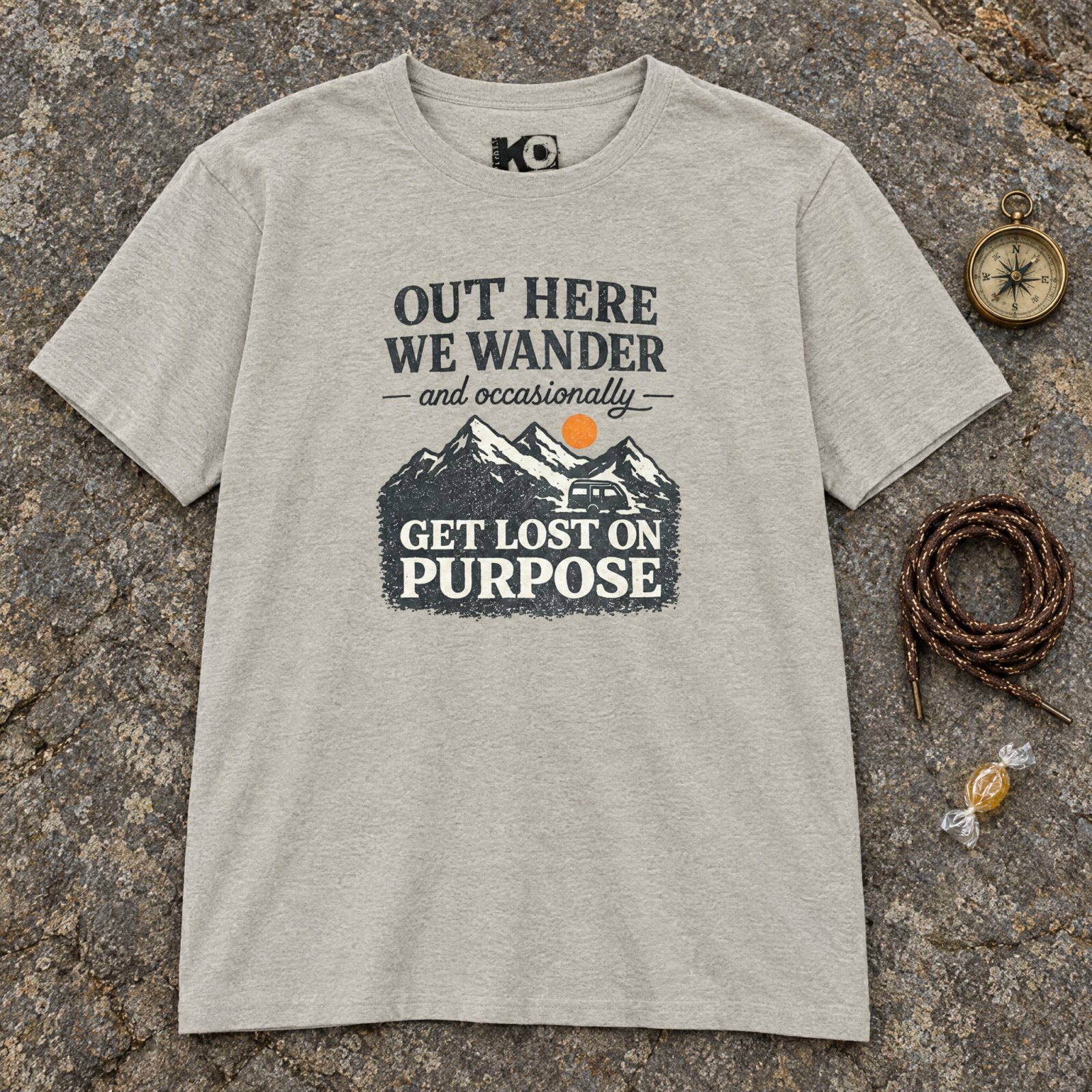 Out Here We Wander Get Lost On Purpose T-shirt | Mountain Adventure Tee — CVC Silk — Other view