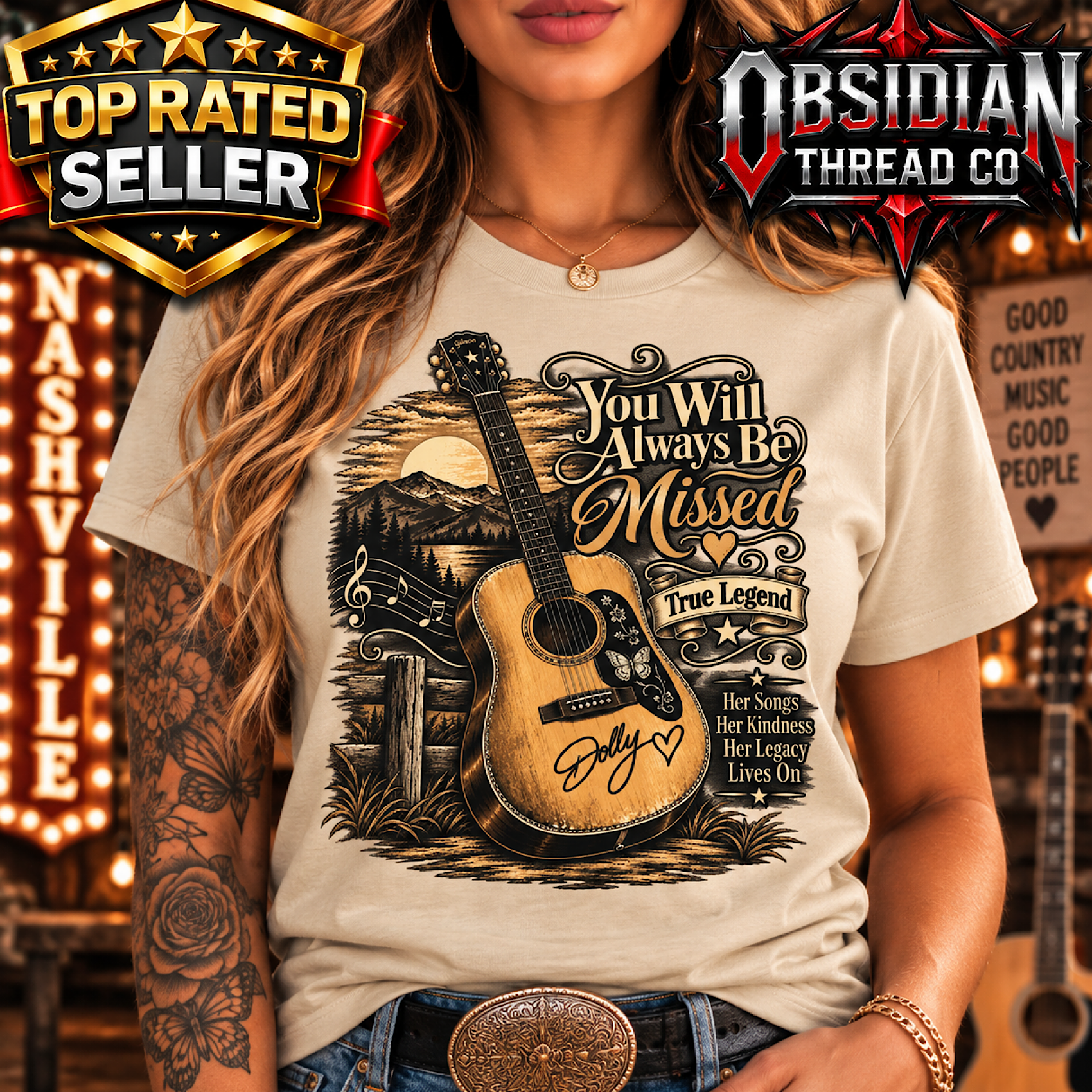 Dolly Parton Shirt Memorial Tribute RIP Country Music Nashville Unisex Gildan T color preview 4