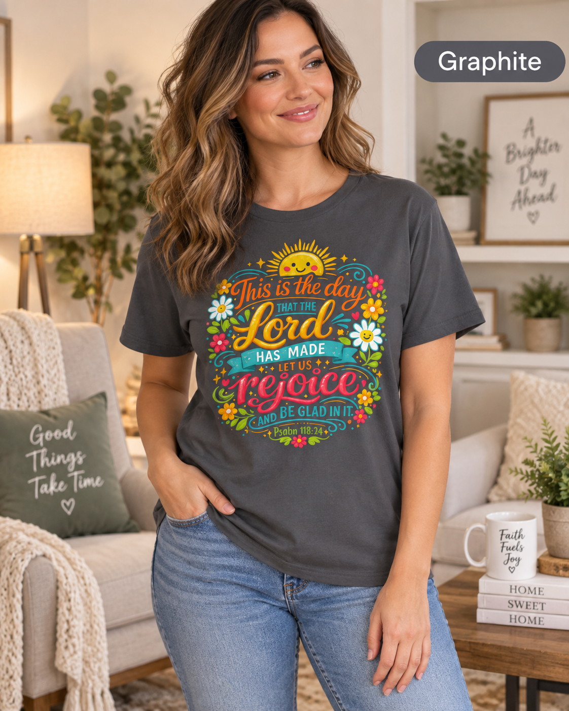 This Is the Day Lord Has Made Rejoice T-Shirt | Psalm 118:24 Floral: other