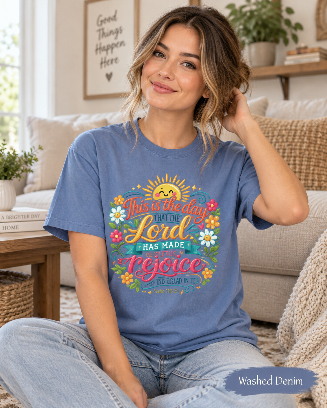 This Is the Day Lord Has Made Rejoice T-Shirt | Psalm 118:24 Floral: other