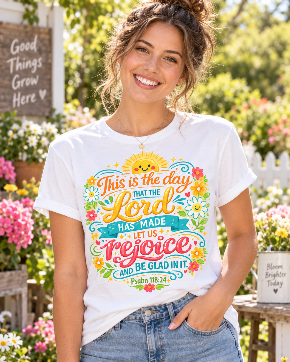 This Is the Day Lord Has Made Rejoice T-Shirt | Psalm 118:24 Floral: other