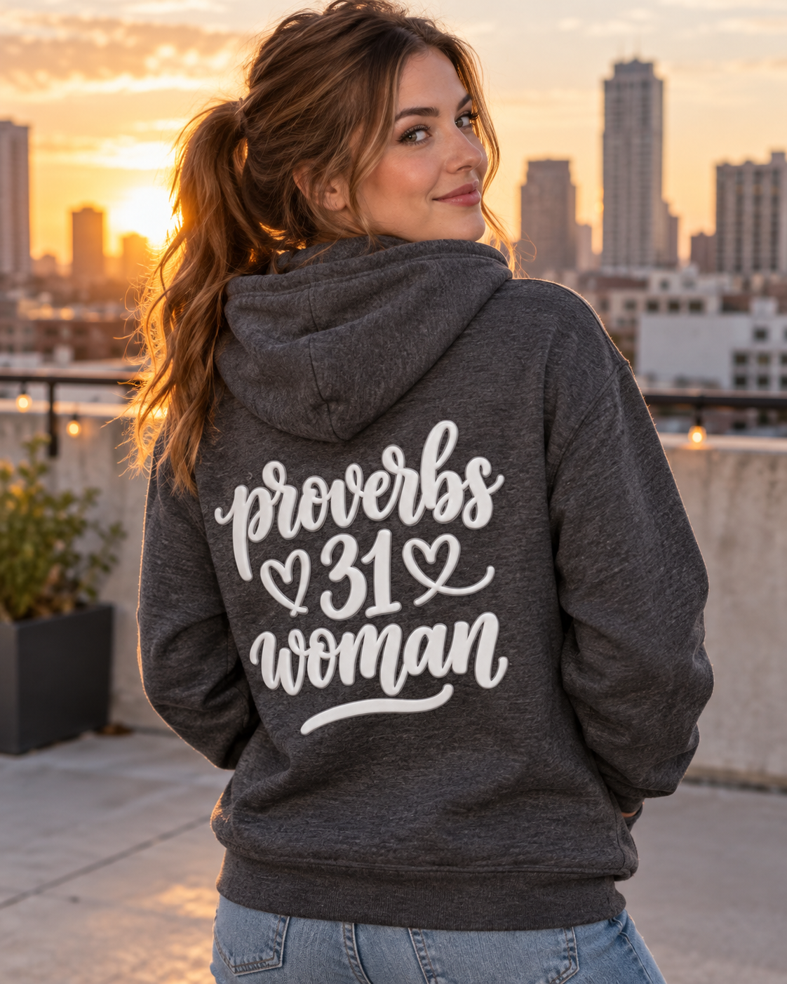 Proverbs 31 Woman Fleece Hoodie | Faith Scripture Apparel: other