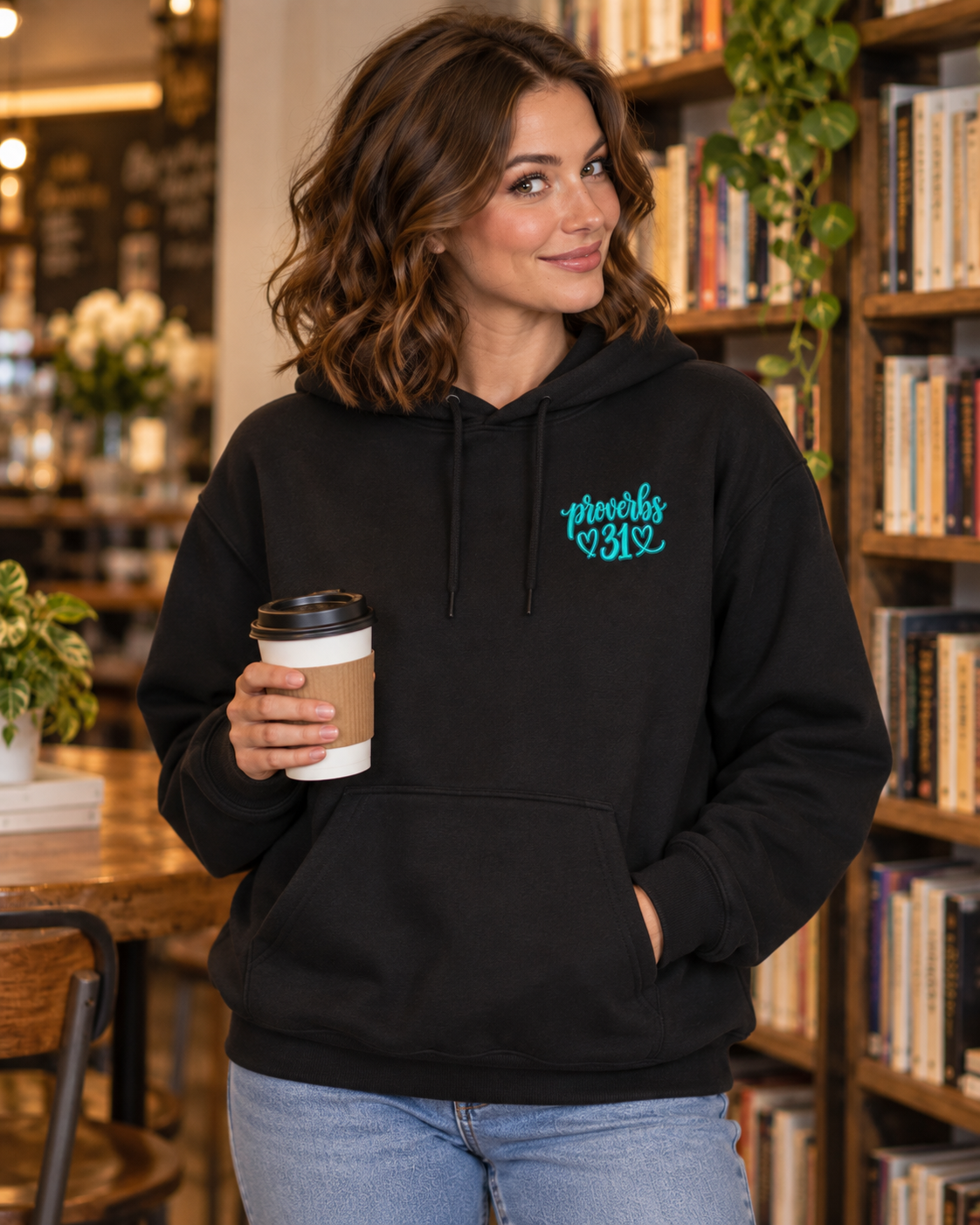 Black Proverbs 31 Woman Fleece Hoodie | Faith Scripture Apparel