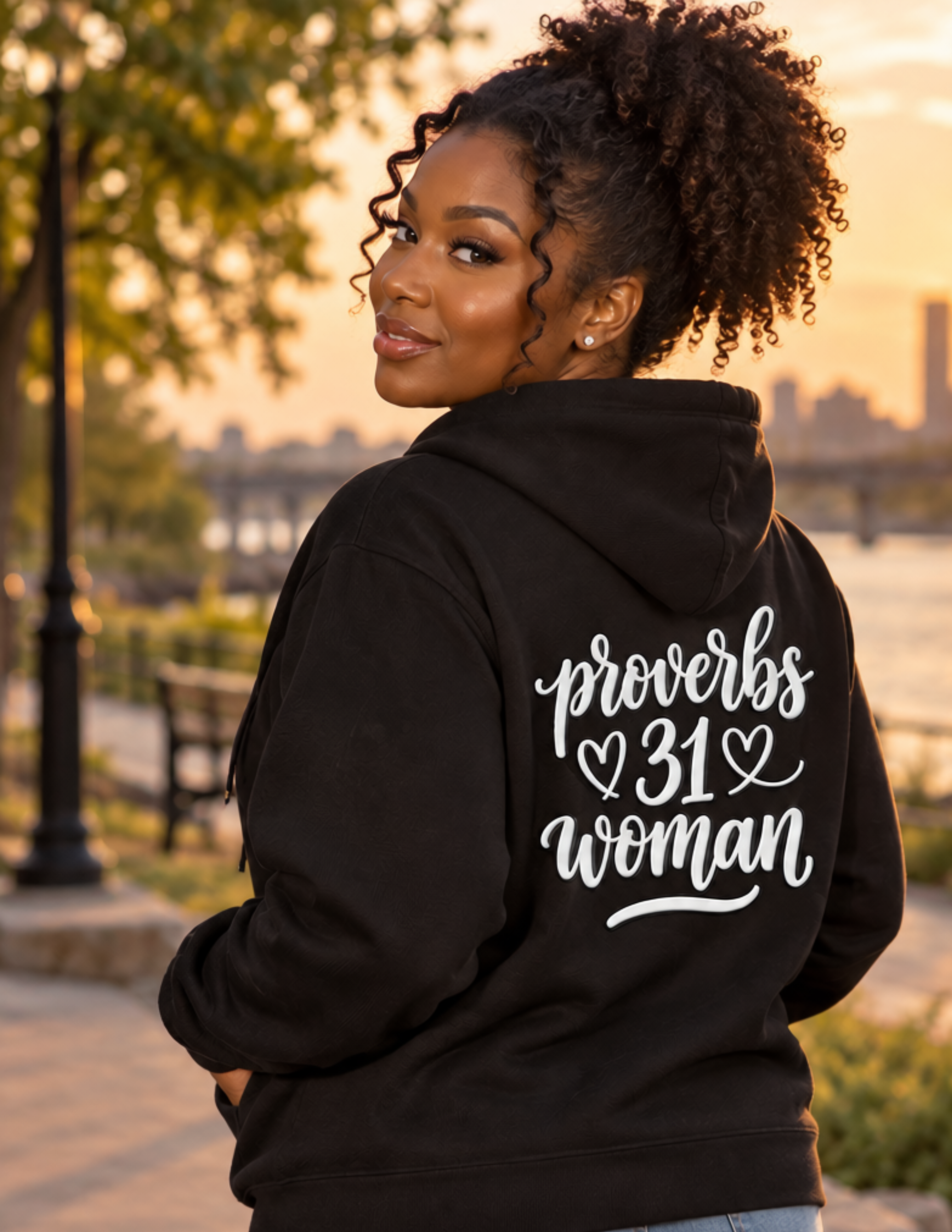 Proverbs 31 Woman White Fleece Hoodie | Faith Scripture Apparel: other