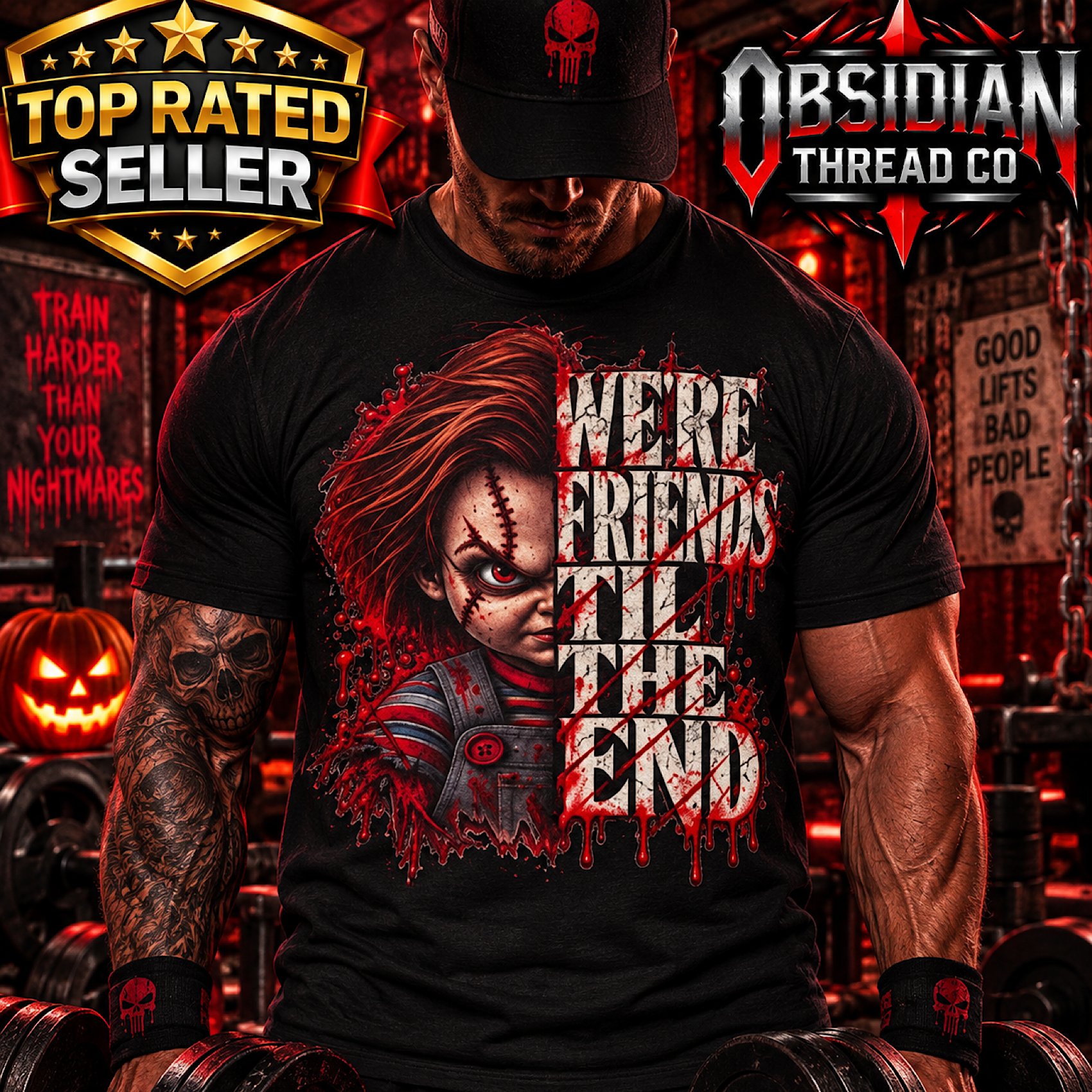 Chucky Friends Till The End Shirt Halloween Horror Killer Doll Slasher Gildan T color preview 2