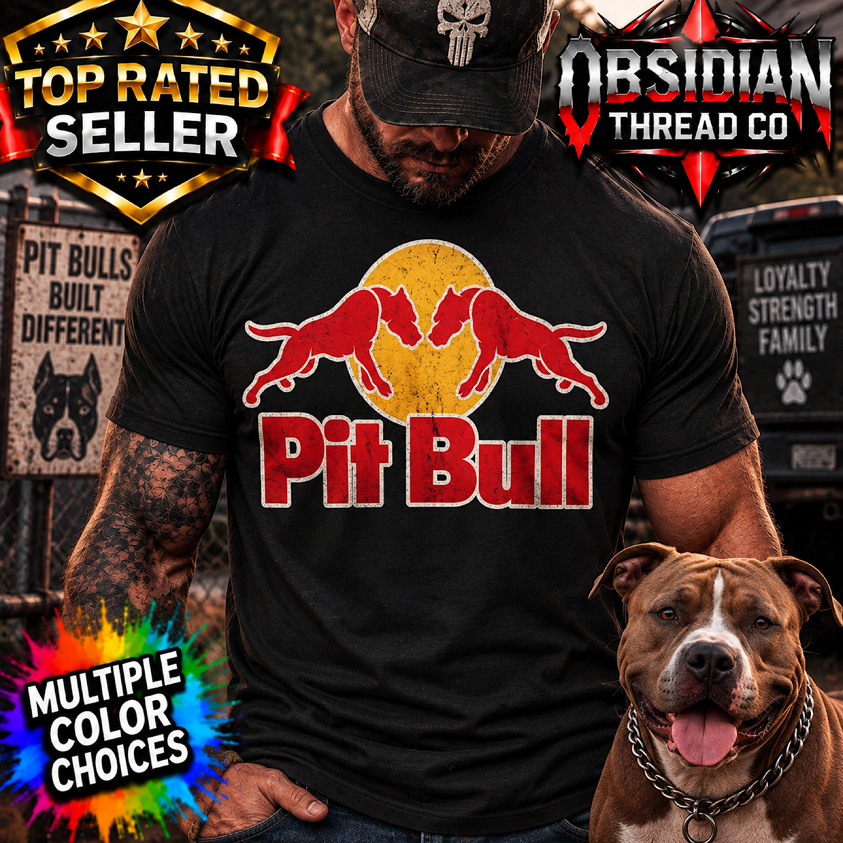Pit Bull Dog T-Shirt Pitbull Lover Graphic Bully Breed Owner Gift Gildan Unisex color preview 3