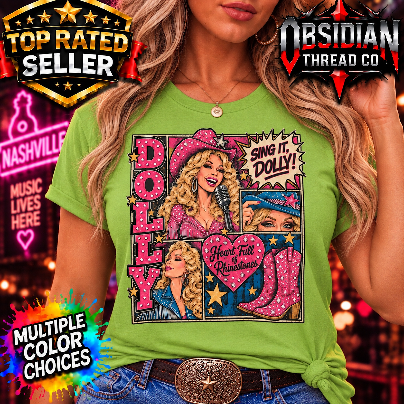 Dolly Parton Shirt Dollywood Nashville Rhinestone Cowgirl Country Music Gildan T product preview