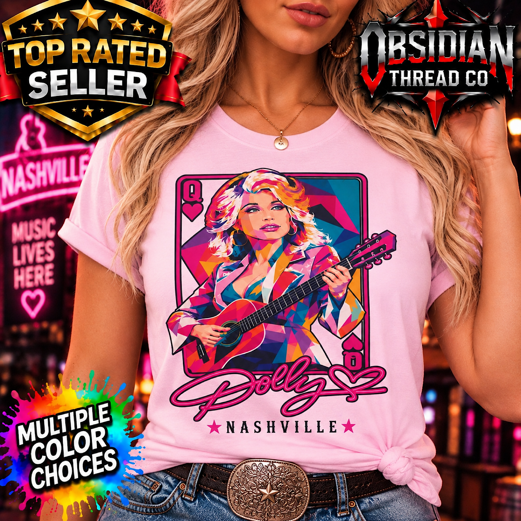Dolly Parton Shirt Nashville Dollywood Country Music Graphic Tee Unisex Gildan color preview 3