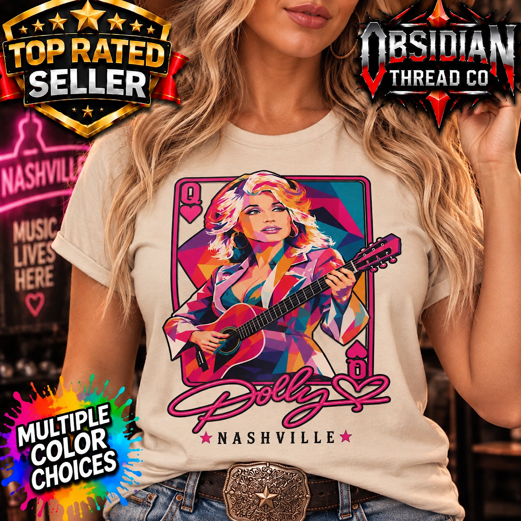 Dolly Parton Shirt Nashville Dollywood Country Music Graphic Tee Unisex Gildan color preview 4