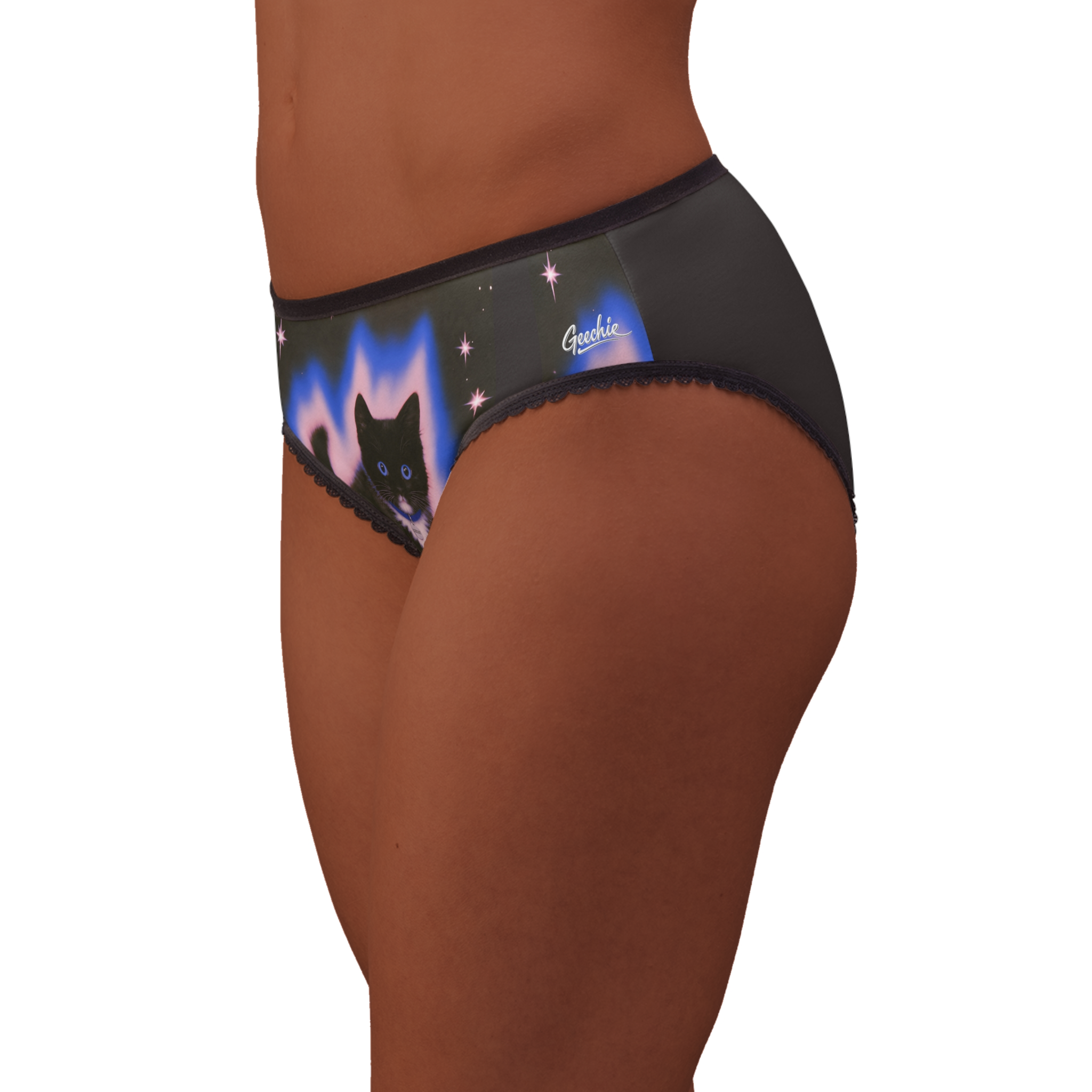 GEECHIE Cat! Glow Lace Panties detail mockup