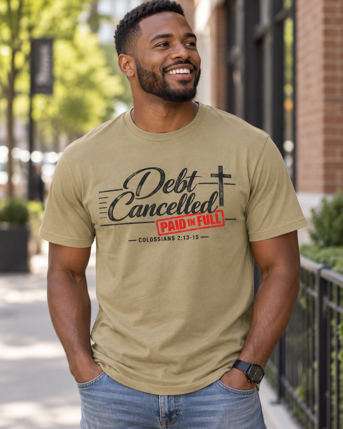 Debt Cancelled Paid in Full T-shirt | Christian Cross Scripture Colossians 2:13-15: other