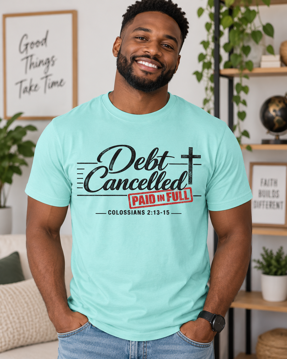 Debt Cancelled Paid in Full T-shirt | Christian Cross Scripture Colossians 2:13-15: other