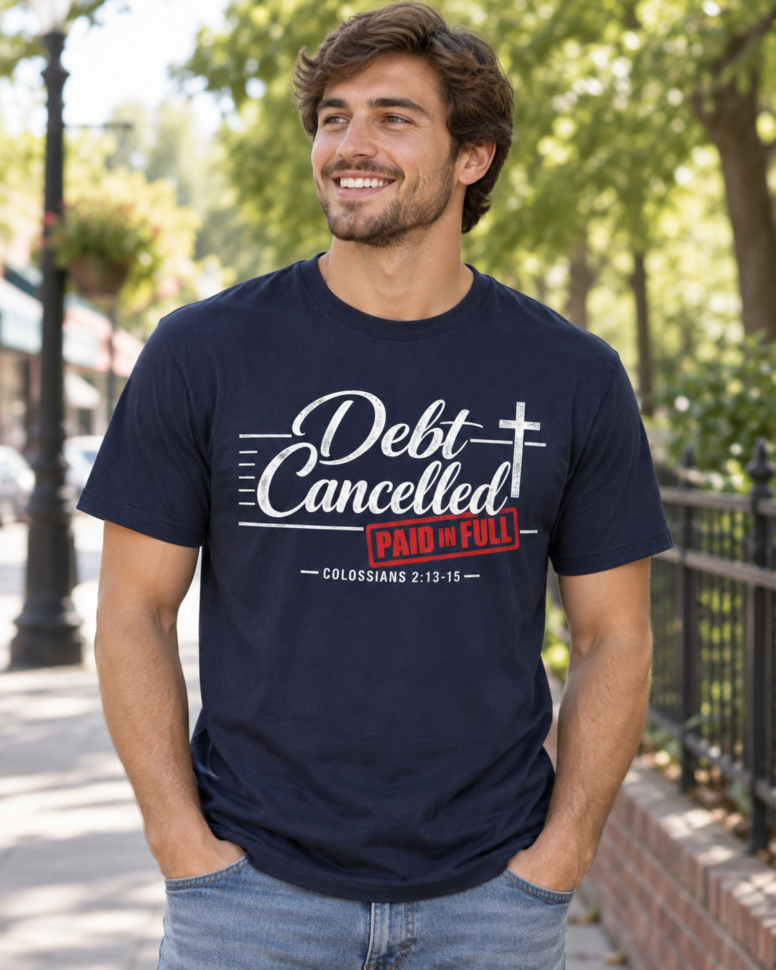 Debt Cancelled Paid in Full T-shirt | Christian Cross Scripture Colossians 2:13-15: other