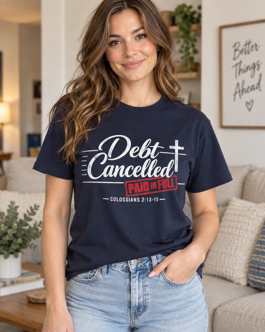 Debt Cancelled Paid in Full T-shirt | Christian Cross Scripture Colossians 2:13-15: other