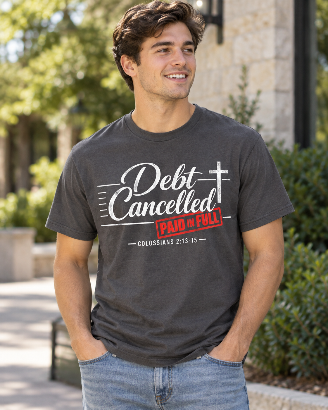 Debt Cancelled Paid in Full T-shirt | Christian Cross Scripture Colossians 2:13-15: other