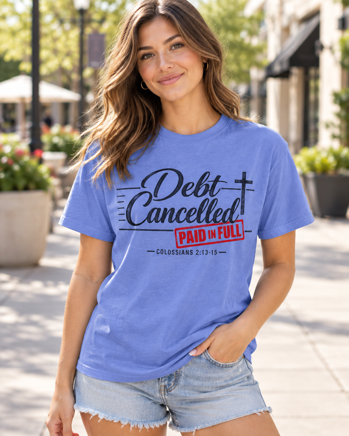Debt Cancelled Paid in Full T-shirt | Christian Cross Scripture Colossians 2:13-15: other