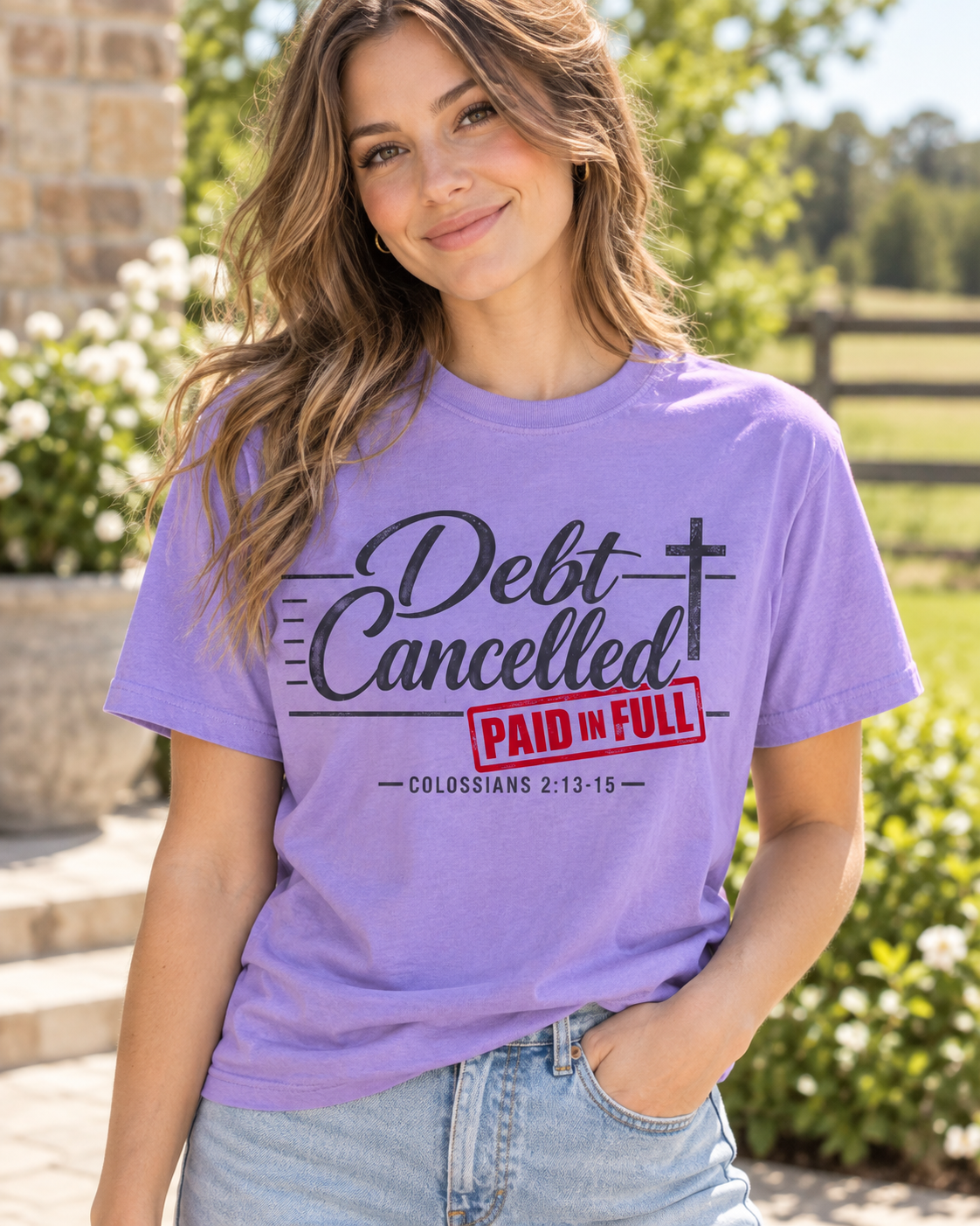 Debt Cancelled Paid in Full T-shirt | Christian Cross Scripture Colossians 2:13-15: other