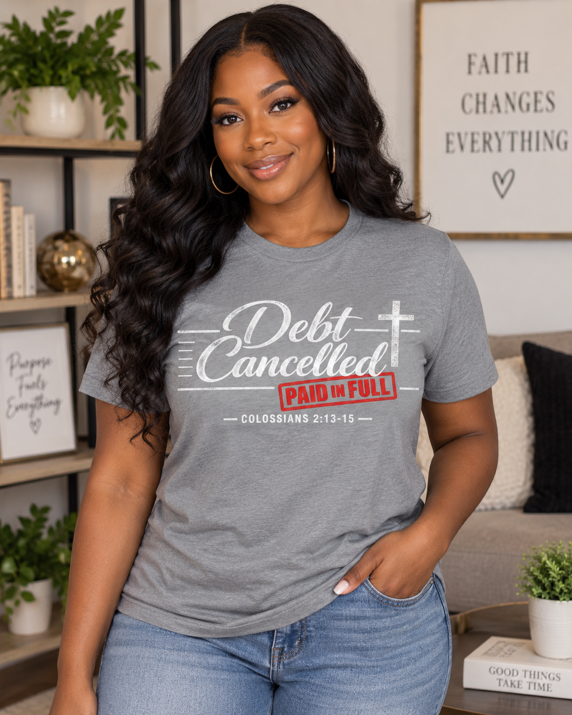 Debt Cancelled Paid in Full T-shirt | Christian Cross Scripture Colossians 2:13-15: other