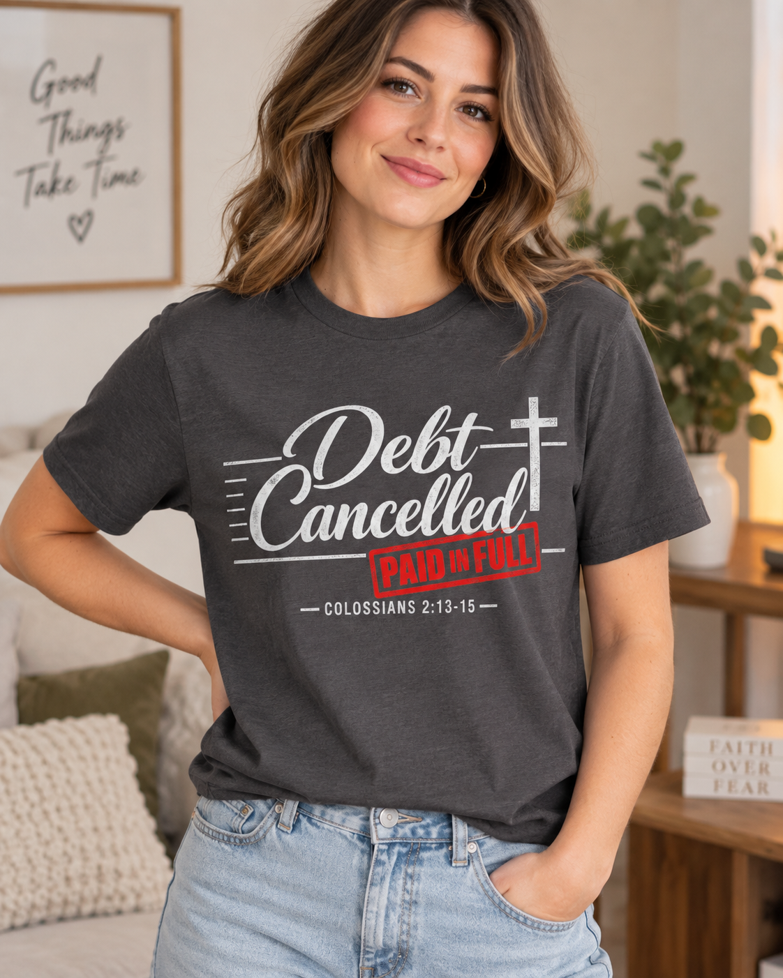 Debt Cancelled Paid in Full T-shirt | Christian Cross Scripture Colossians 2:13-15: other