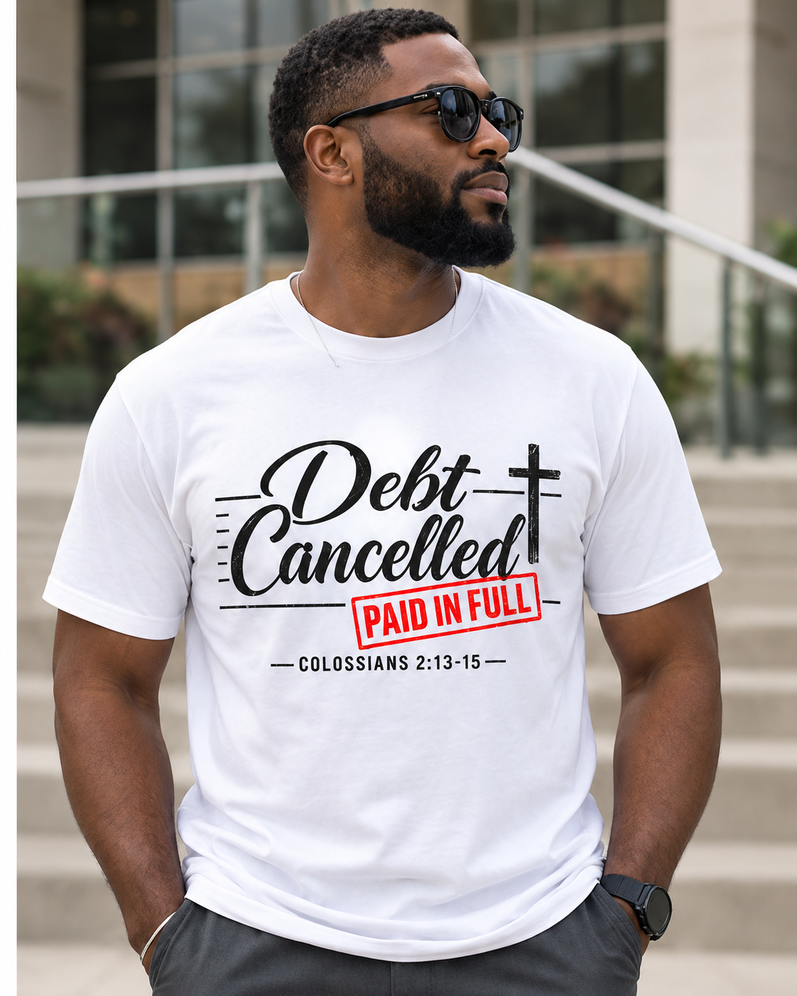 Debt Cancelled Paid in Full T-shirt | Christian Cross Scripture Colossians 2:13-15: other