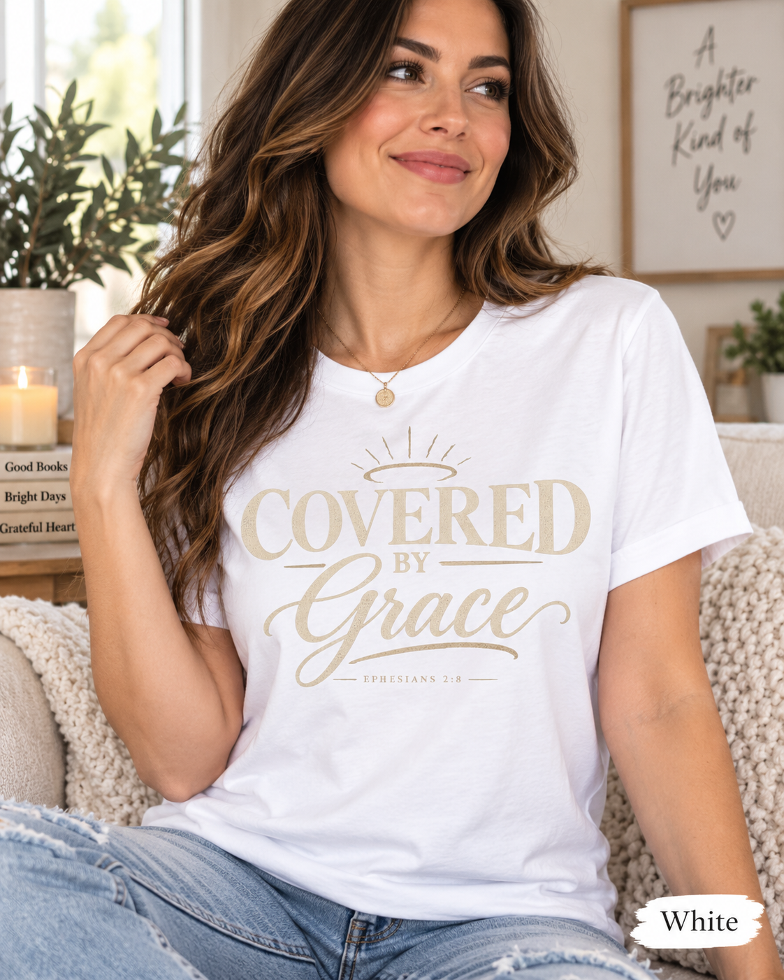Covered by Grace T-shirt | Christian Faith Typography, Halo Graphic: other