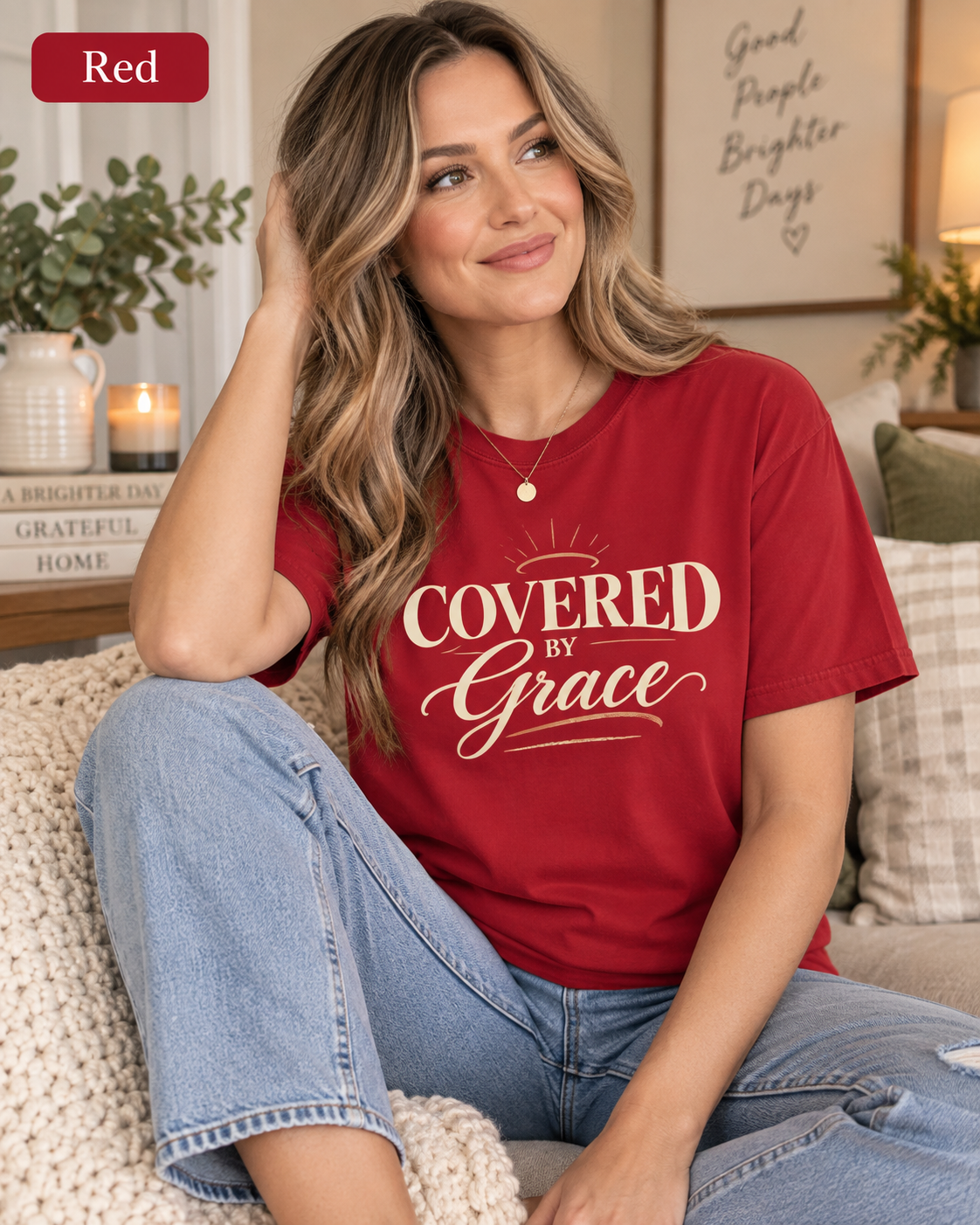 Covered by Grace T-shirt | Christian Faith Typography, Halo Graphic: other
