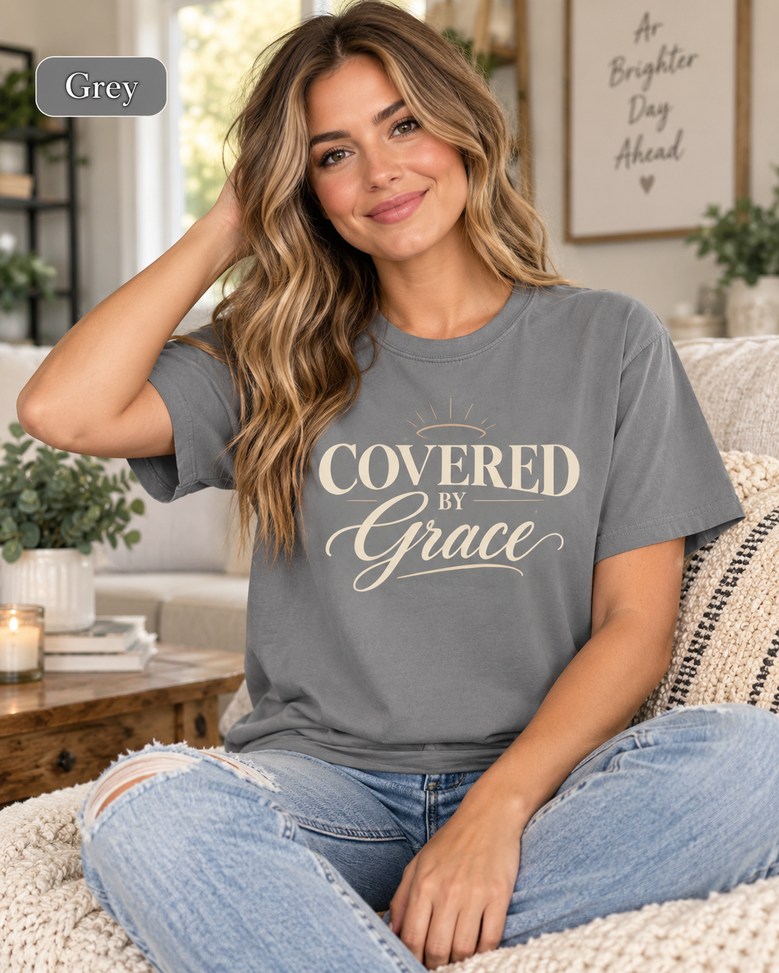 Covered by Grace T-shirt | Christian Faith Typography, Halo Graphic: other