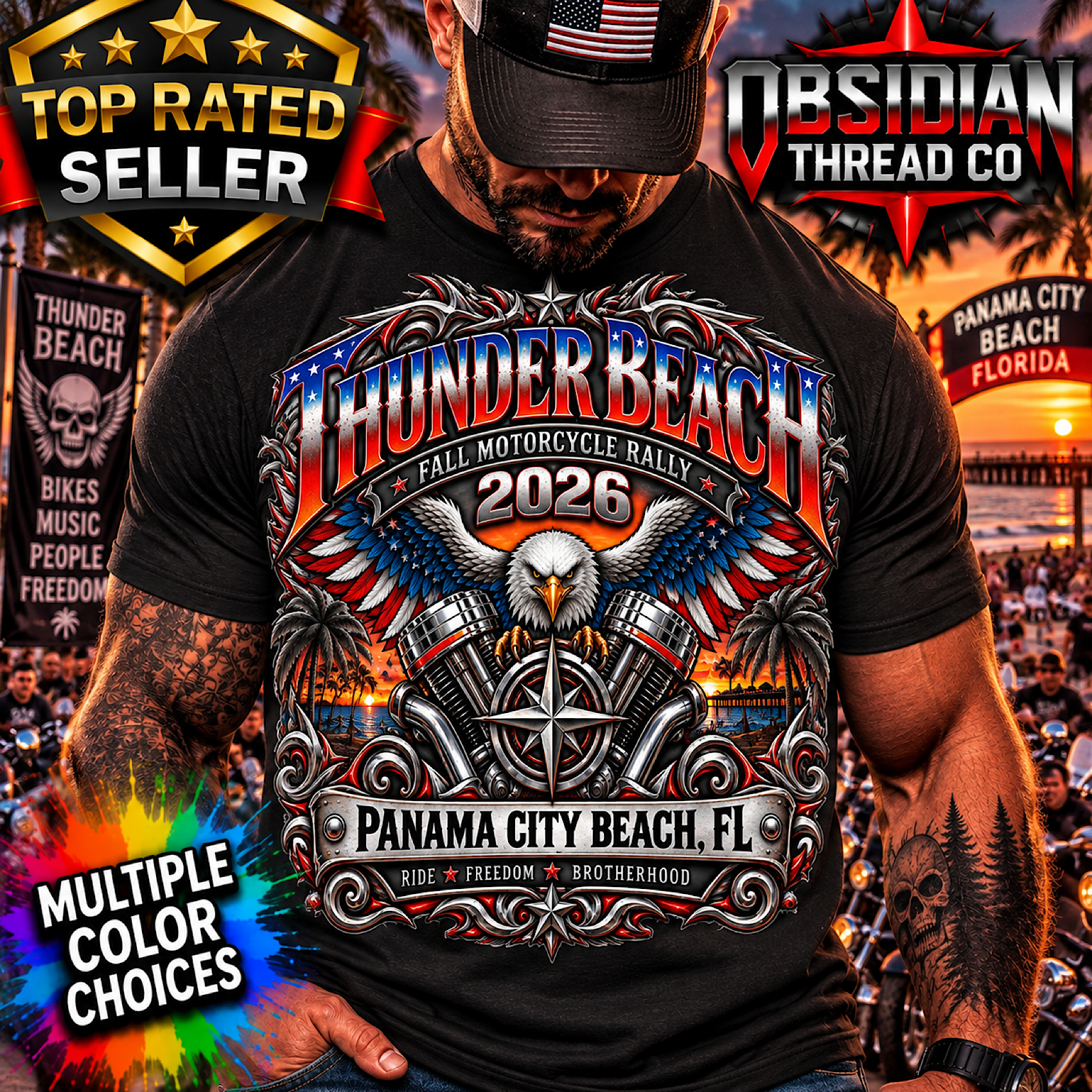 THUNDER BEACH FALL RALLY 2026 PANAMA CITY FL MOTORCYCLE BIKER SHIRT NO HARLEY product preview