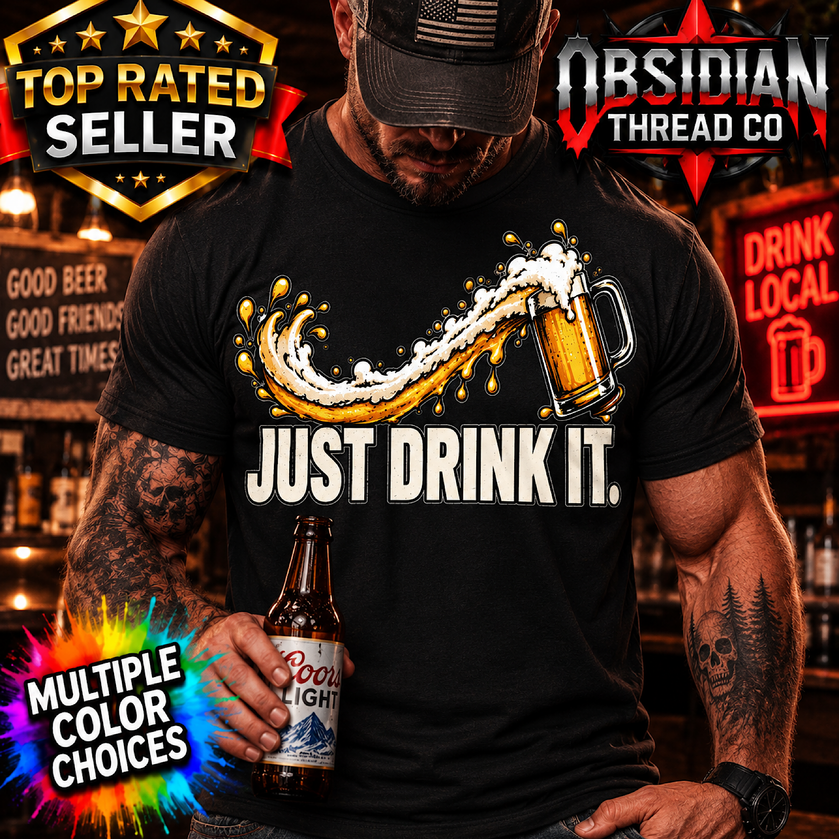 Just Drink It Beer T-Shirt Funny Drinking Shirt Beer Lover Brewery Bar Gildan T product preview