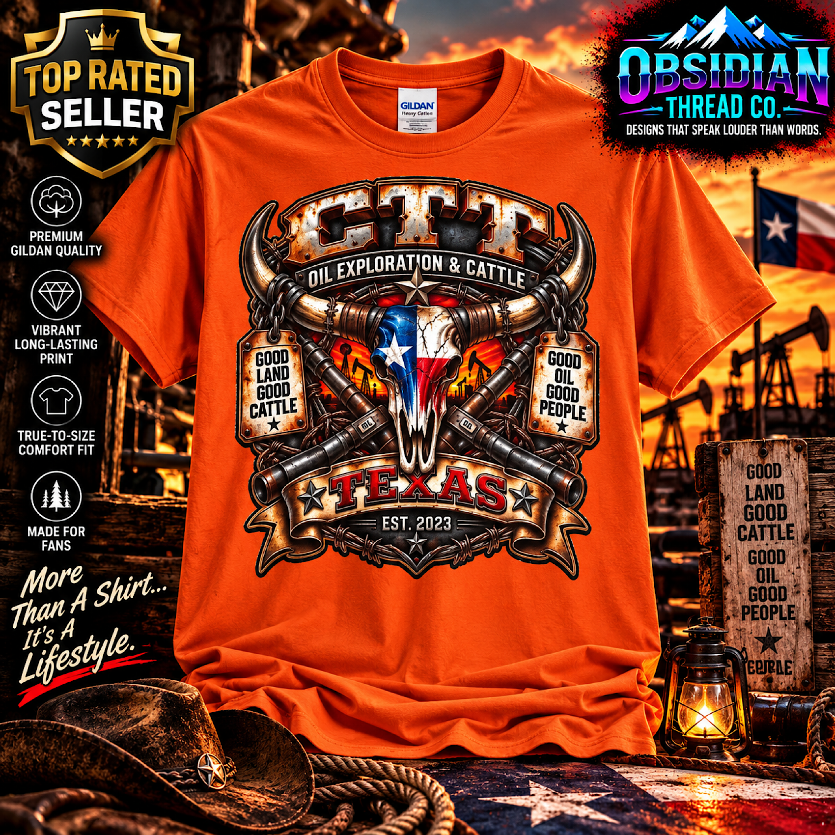 CTT OIL EXPLORATION & CATTLE LANDMAN M-TEX OIL COMPANY PATCH CAFE TEXAS SHIRT color preview 3