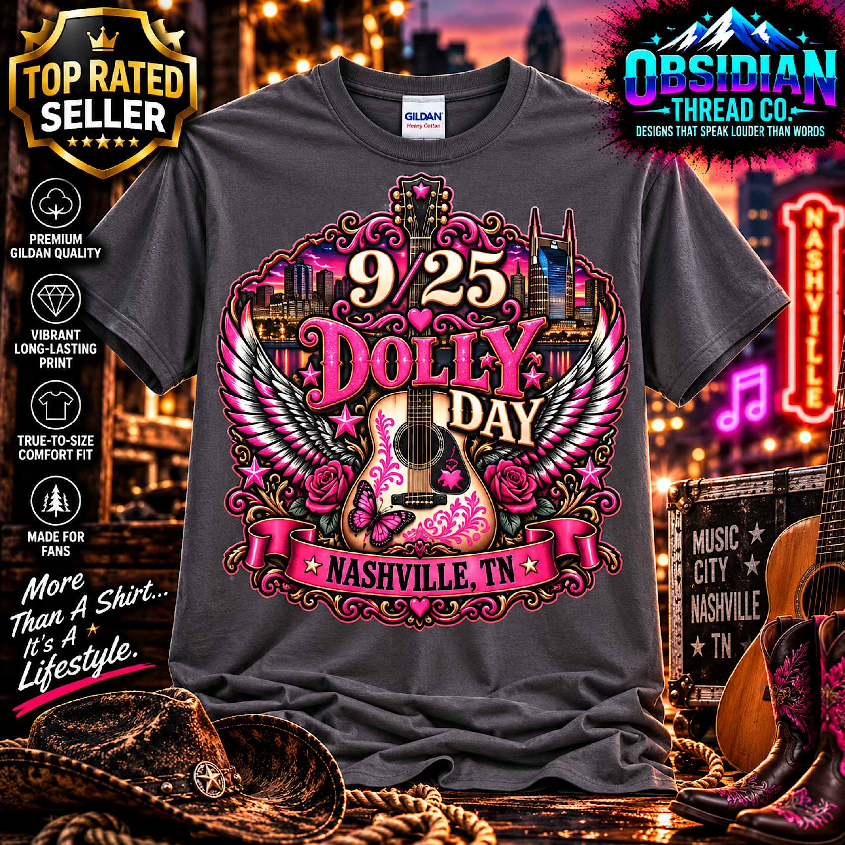 DOLLY DAY 9/25 NASHVILLE TN DOLLY PARTON COUNTRY MUSIC DOLLYWOOD Limited T-SHIRT color preview 2