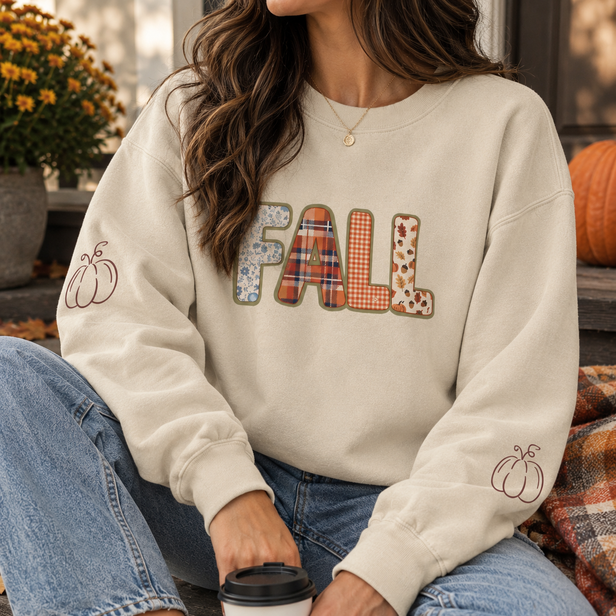 Fall Patchwork Letters sweatshirt