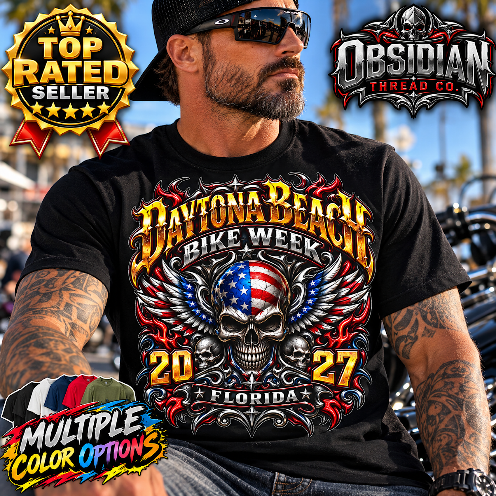 2027 Daytona Bike Week Shirt Florida Skull Motorcycle Rally Tee No Harley product preview