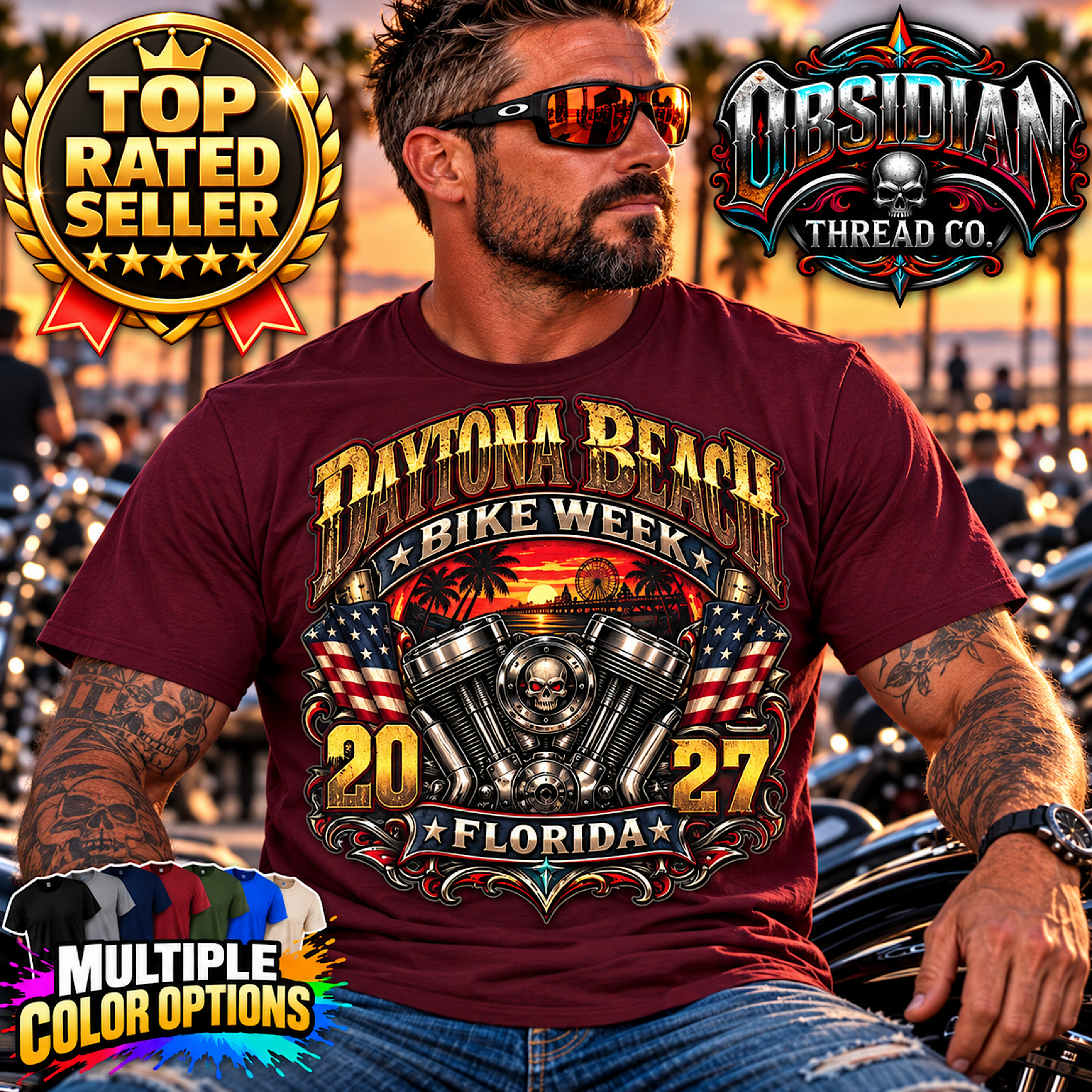 2027 Daytona Bike Week Shirt Florida Motorcycle Rally Biker Tee No Harley color preview 3