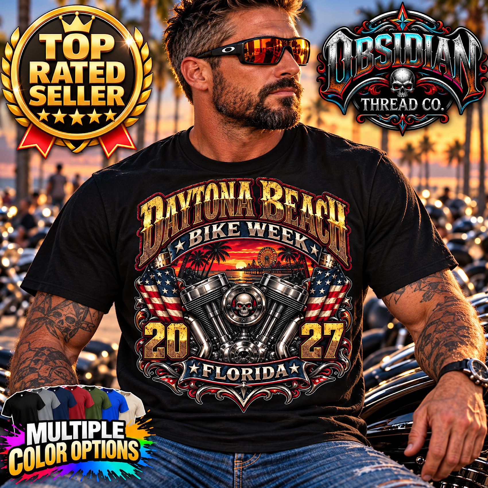 2027 Daytona Bike Week Shirt Florida Motorcycle Rally Biker Tee No Harley color preview 4