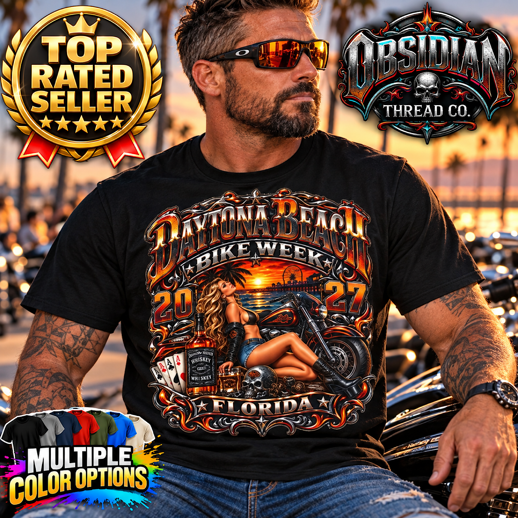 2027 Daytona Bike Week Shirt Florida Motorcycle Rally Biker Tee No Harley color preview 4