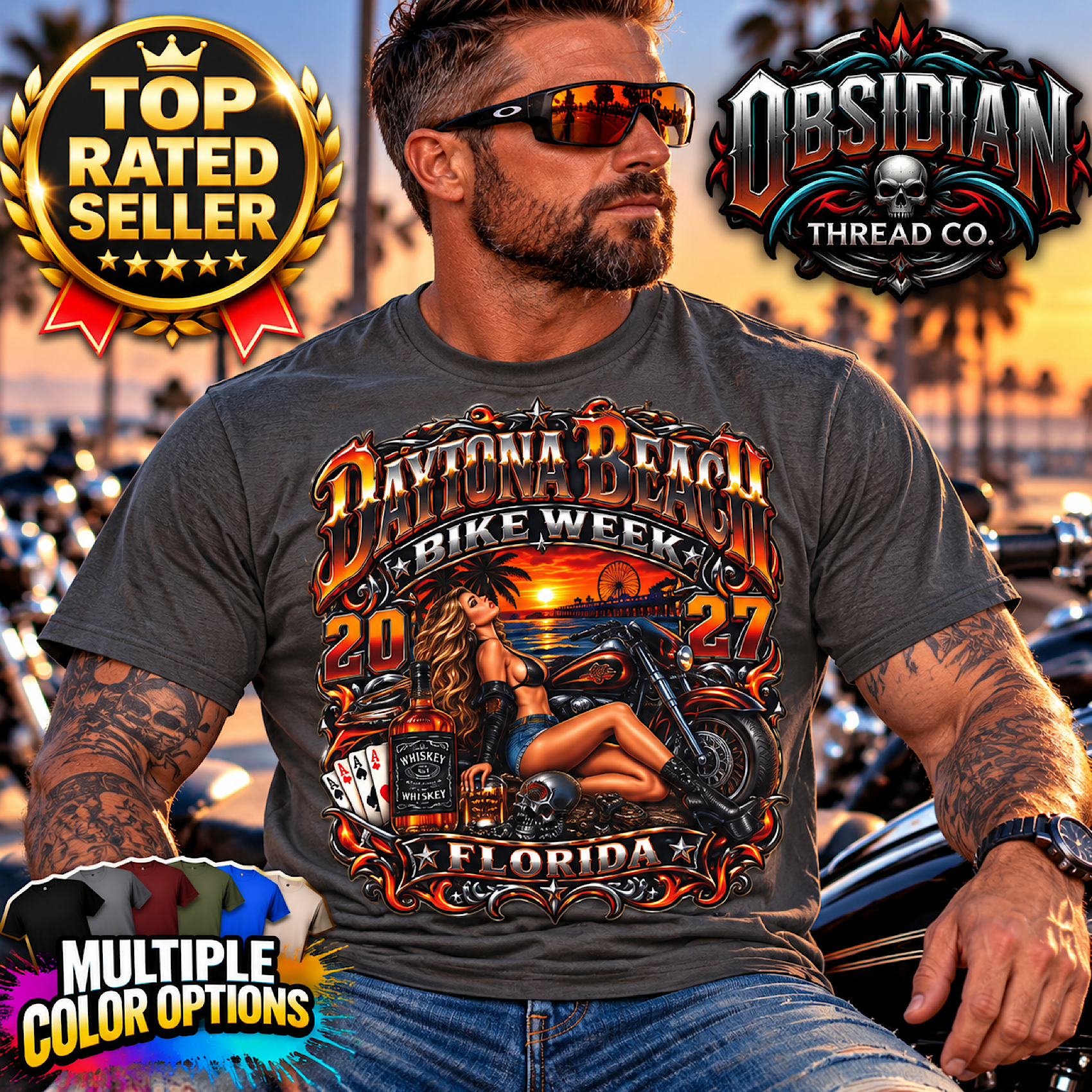 2027 Daytona Bike Week Shirt Florida Motorcycle Rally Biker Tee No Harley color preview 3