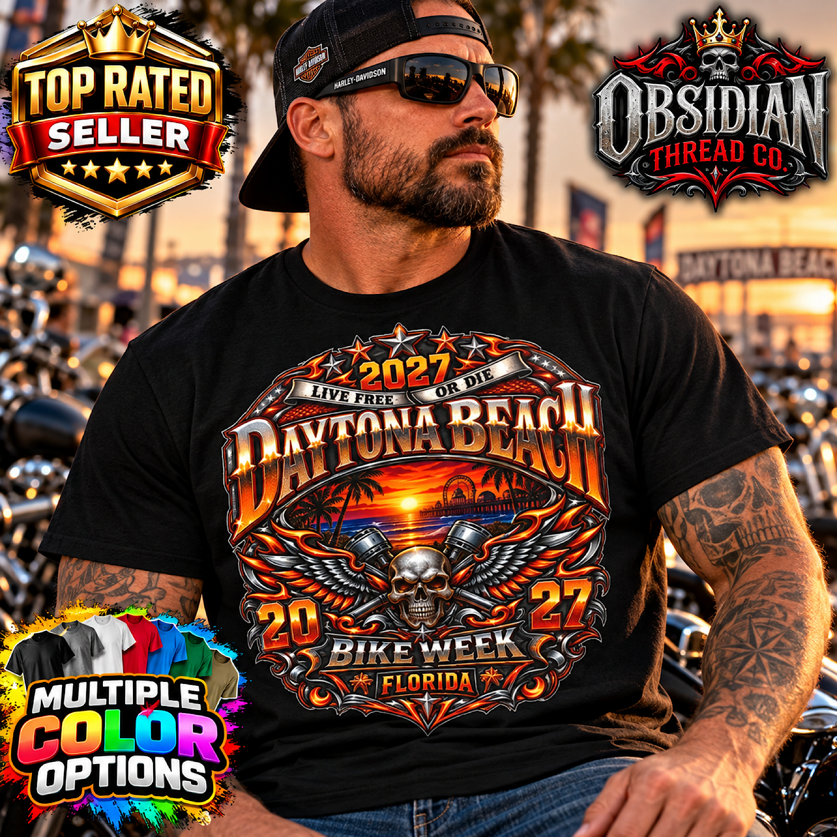 2027 Daytona Bike Week Shirt Florida Motorcycle Rally Biker Tee No Harley color preview 4
