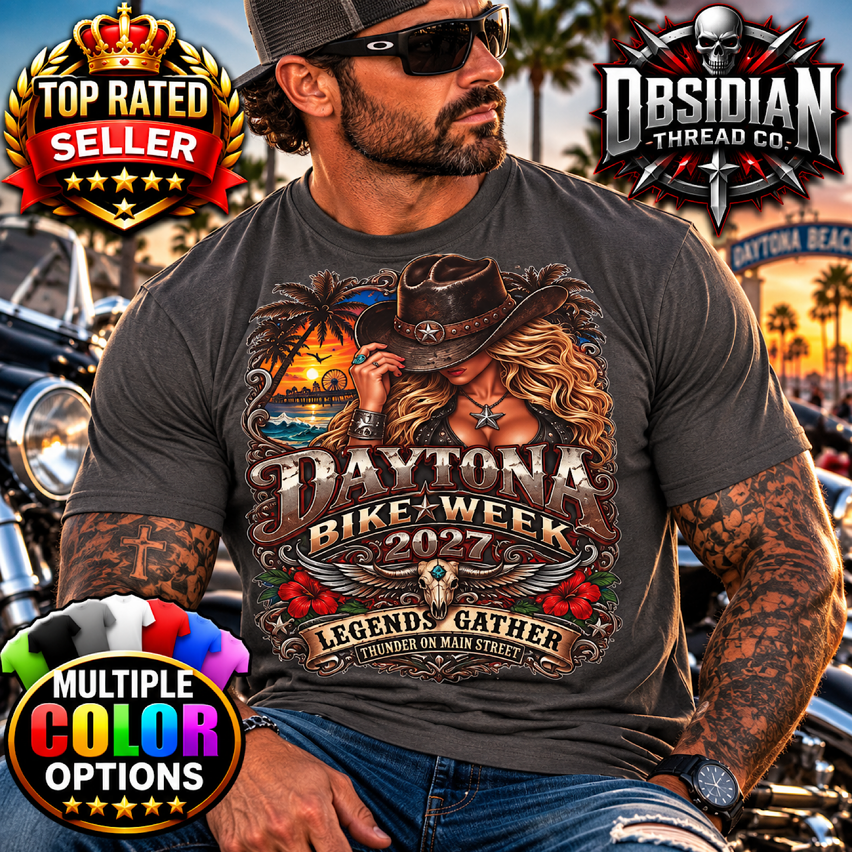 2027 Daytona Bike Week Shirt Florida Biker Motorcycle Rally Tee No Harley color preview 2