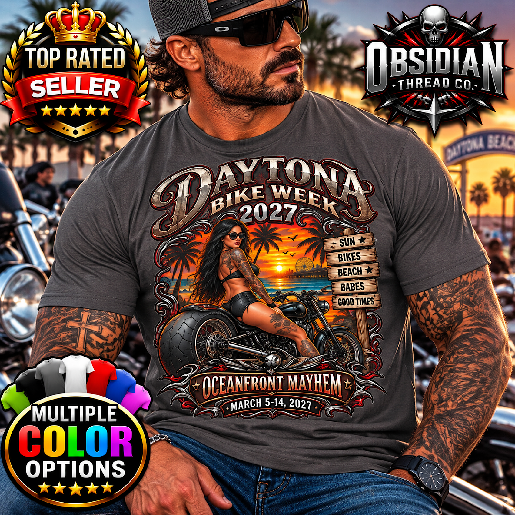 2027 Daytona Bike Week Shirt Florida Motorcycle Rally Biker Tee No Harley product preview