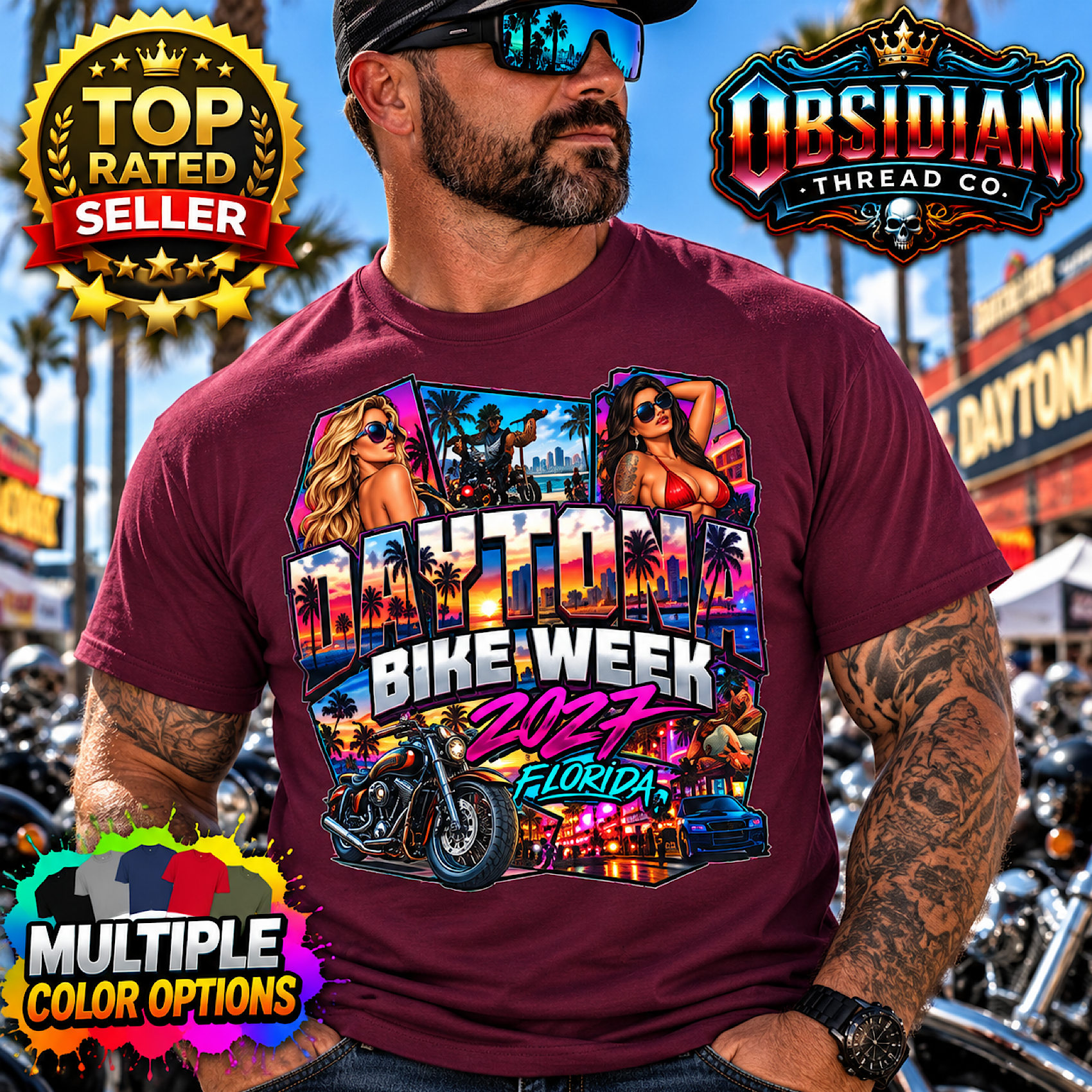 2027 Daytona Bike Week Shirt Florida Motorcycle Rally Biker Tee No Harley color preview 3