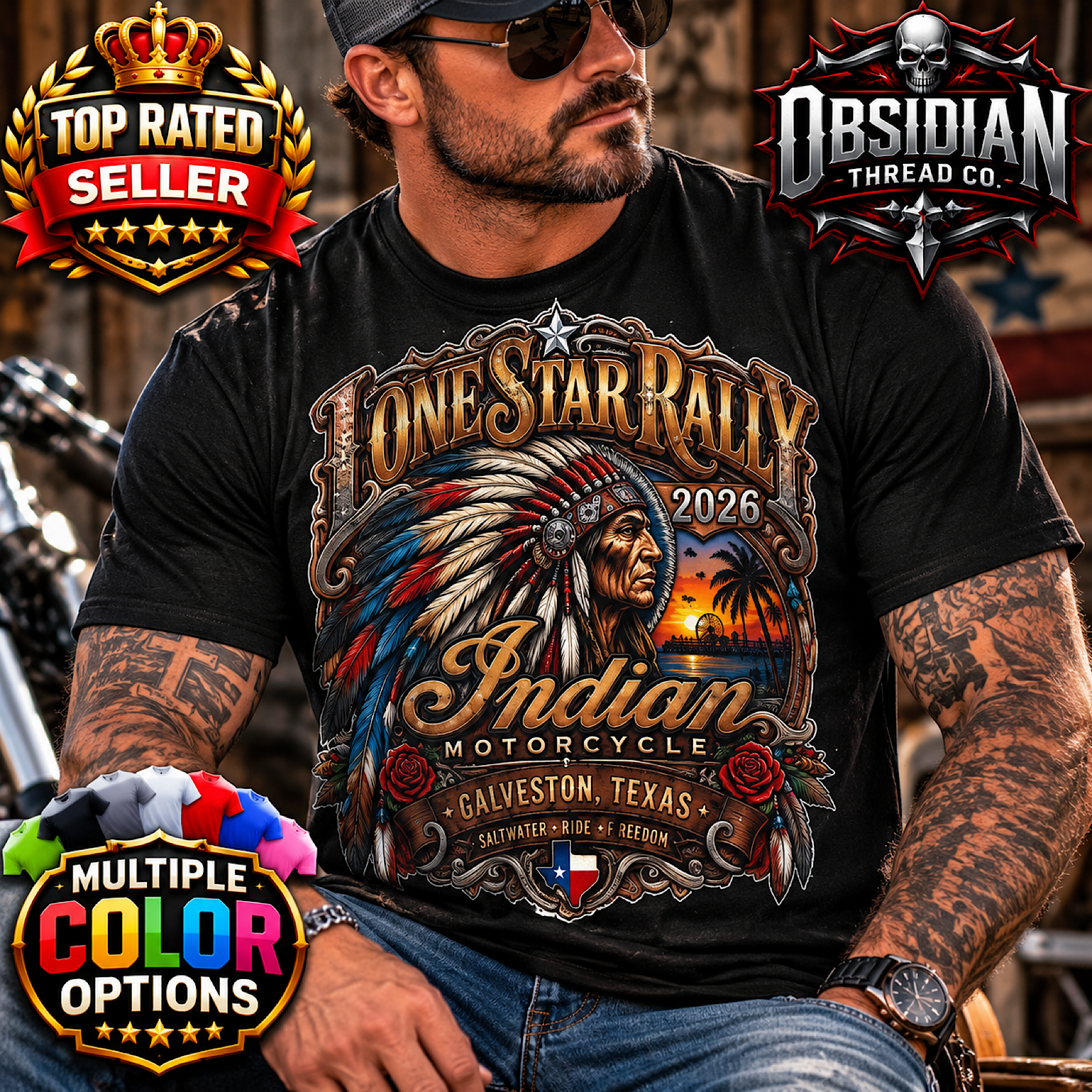 Lone Star Rally 2026 Galveston Texas Motorcycle Biker Rally Shirt Indian Harley product preview