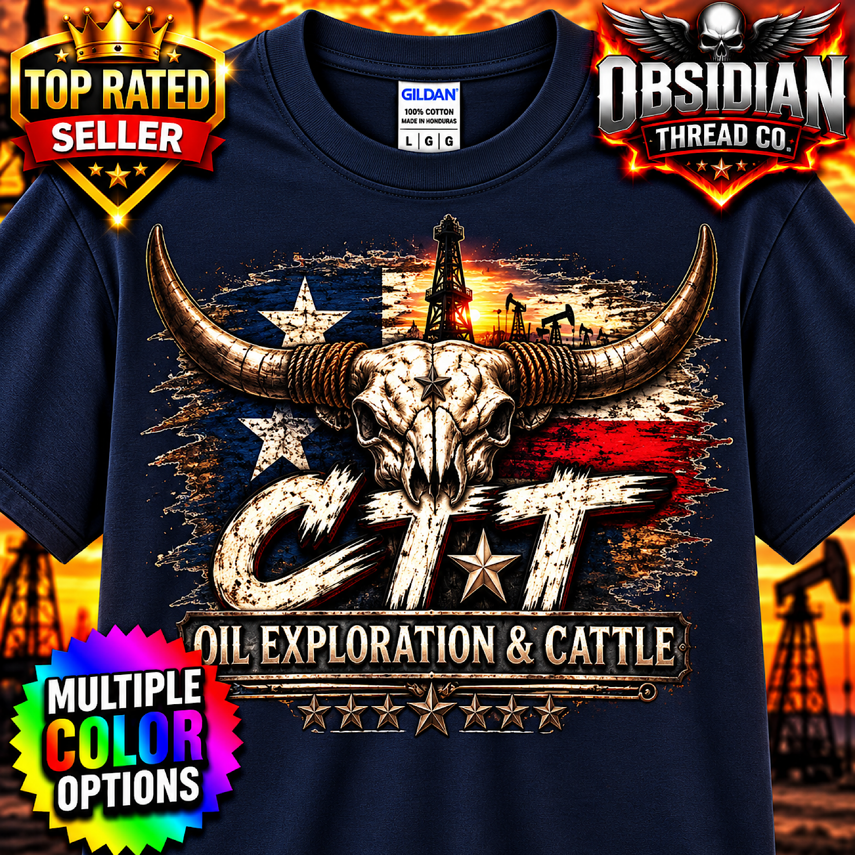 CTT Oil Exploration &amp; Cattle M-Tex Oil Company Landman Texas Shirt Patch Cafe product preview