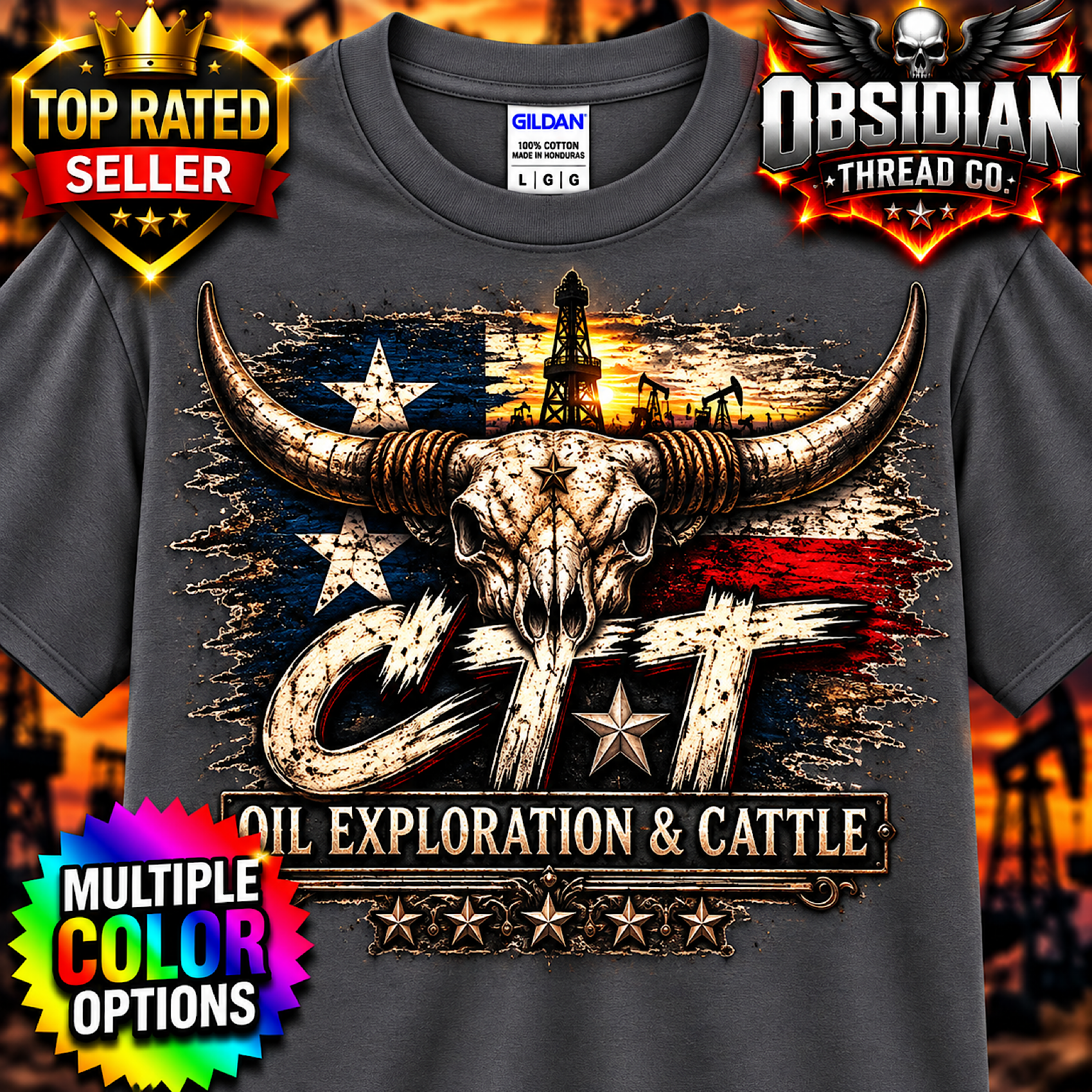 CTT Oil Exploration &amp; Cattle M-Tex Oil Company Landman Texas Shirt Patch Cafe color preview 2