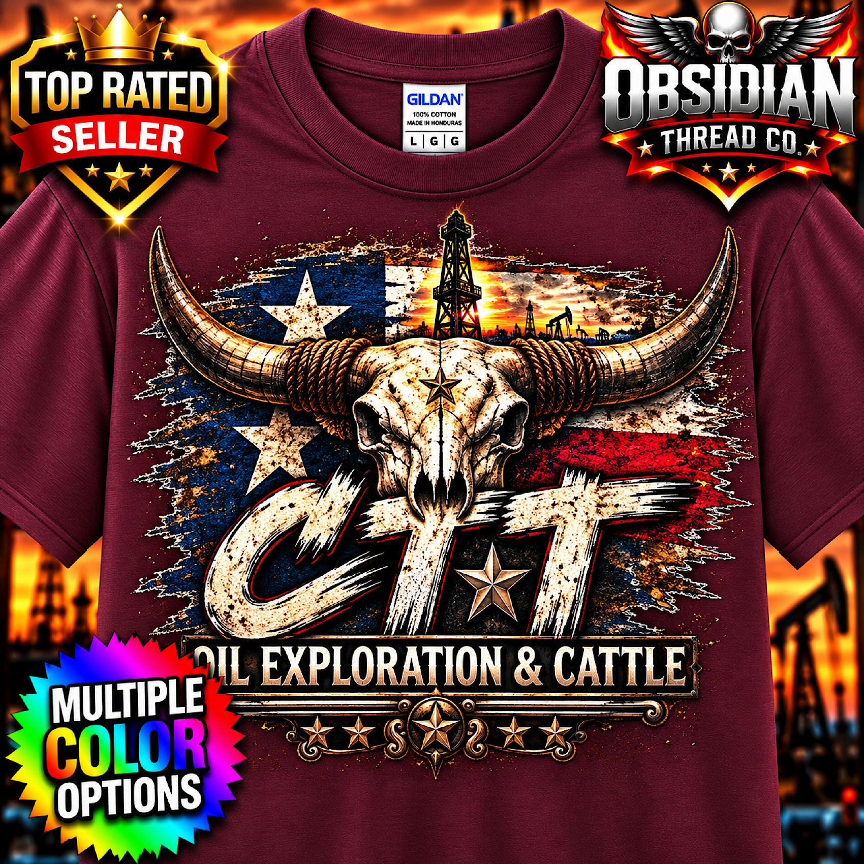 CTT Oil Exploration &amp; Cattle M-Tex Oil Company Landman Texas Shirt Patch Cafe color preview 4
