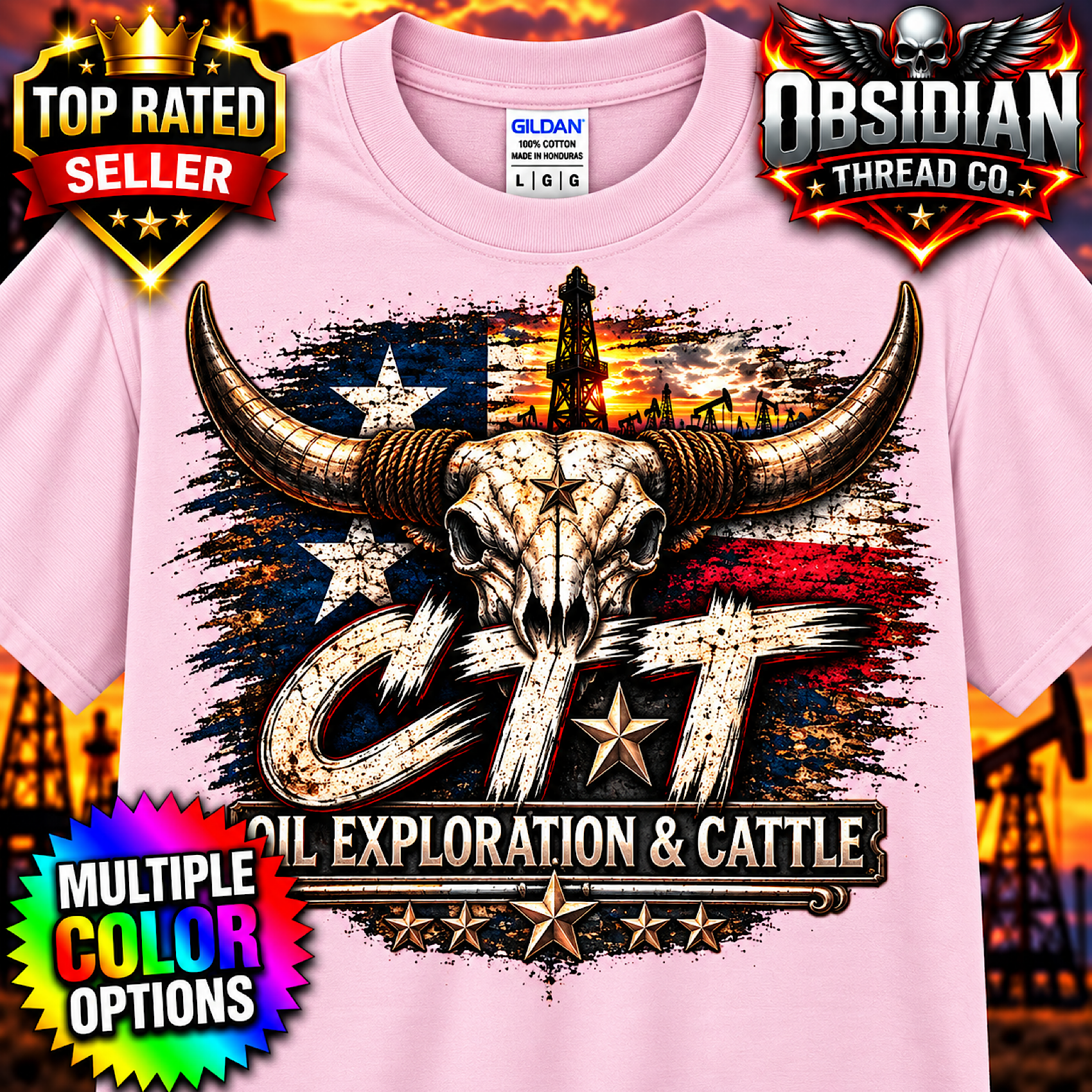 CTT Oil Exploration &amp; Cattle M-Tex Oil Company Landman Texas Shirt Patch Cafe color preview 3